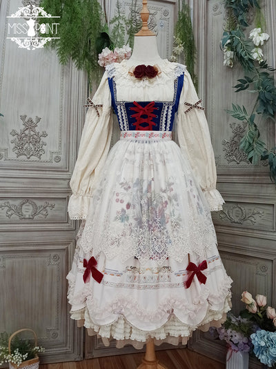 Miss Point~Rich Hymn~Lolita Bavarian Countryside Lace Embroidery Apron   
