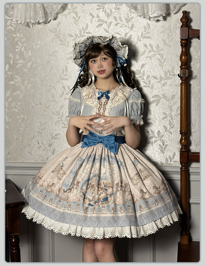 Alice Girl~Sea Salt Fairytale~Sweet Doll-like Lolita OP Animal Printed Lolita Dress 40674:672848