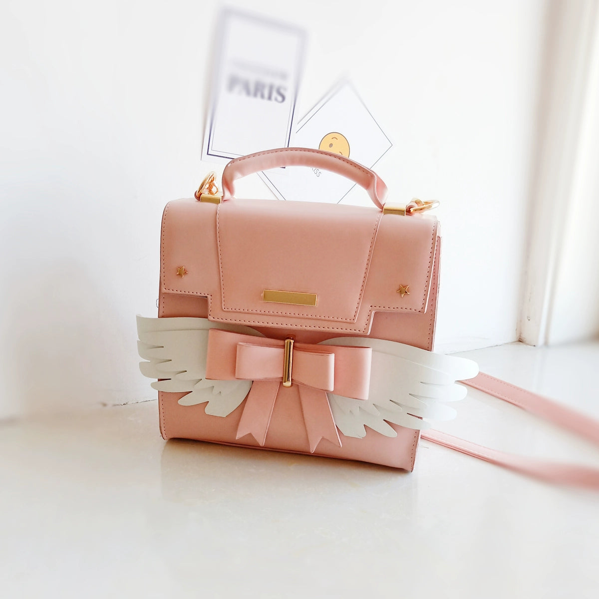 Prime Sister - Sweet Lolita Shoulder Bag Wings Bow Design High Capacity Bag Pink bag