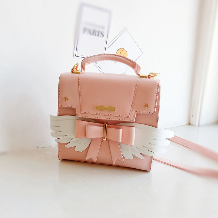 Prime Sister~Sweet Lolita Shoulder Bag Wings Bow Design High Capacity Bag Pink bag  