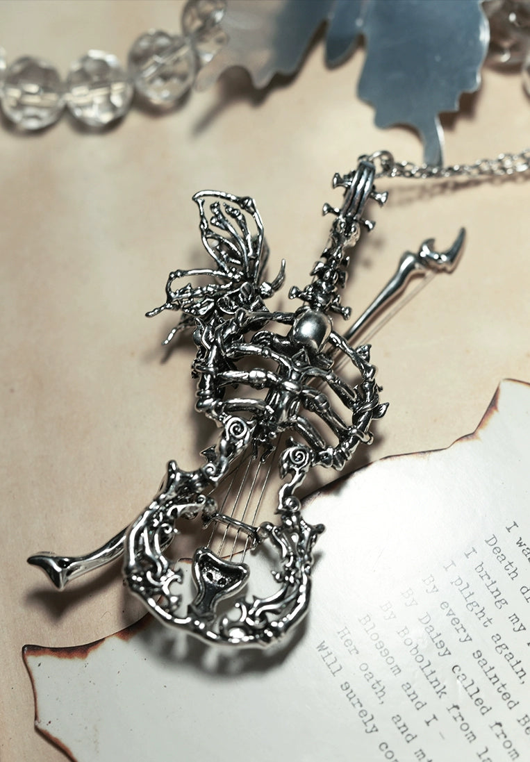 LilithHouse - Phantom Violin - Gothic Lolita Necklace, Butterfly & Bone Elements