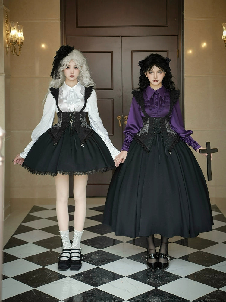 With PUJI~Thorny Night~Gothic Lolita Bust-supporting Skirt With Removable&Adjustable Strap