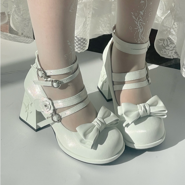 Dreamland~Whispers of the Rose~Daily Lolita Platform Heels Shoes with Relief Rose