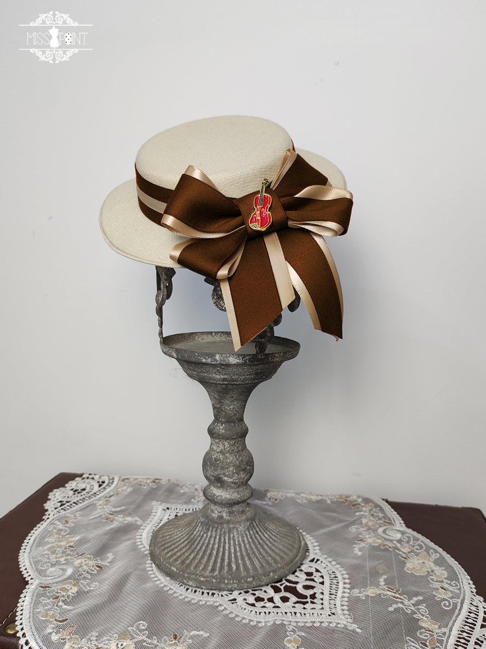 (BFM)Miss Point~Elegant Lolita Top Hat~Golden Movement Lolita Hat Brown small flat cap  
