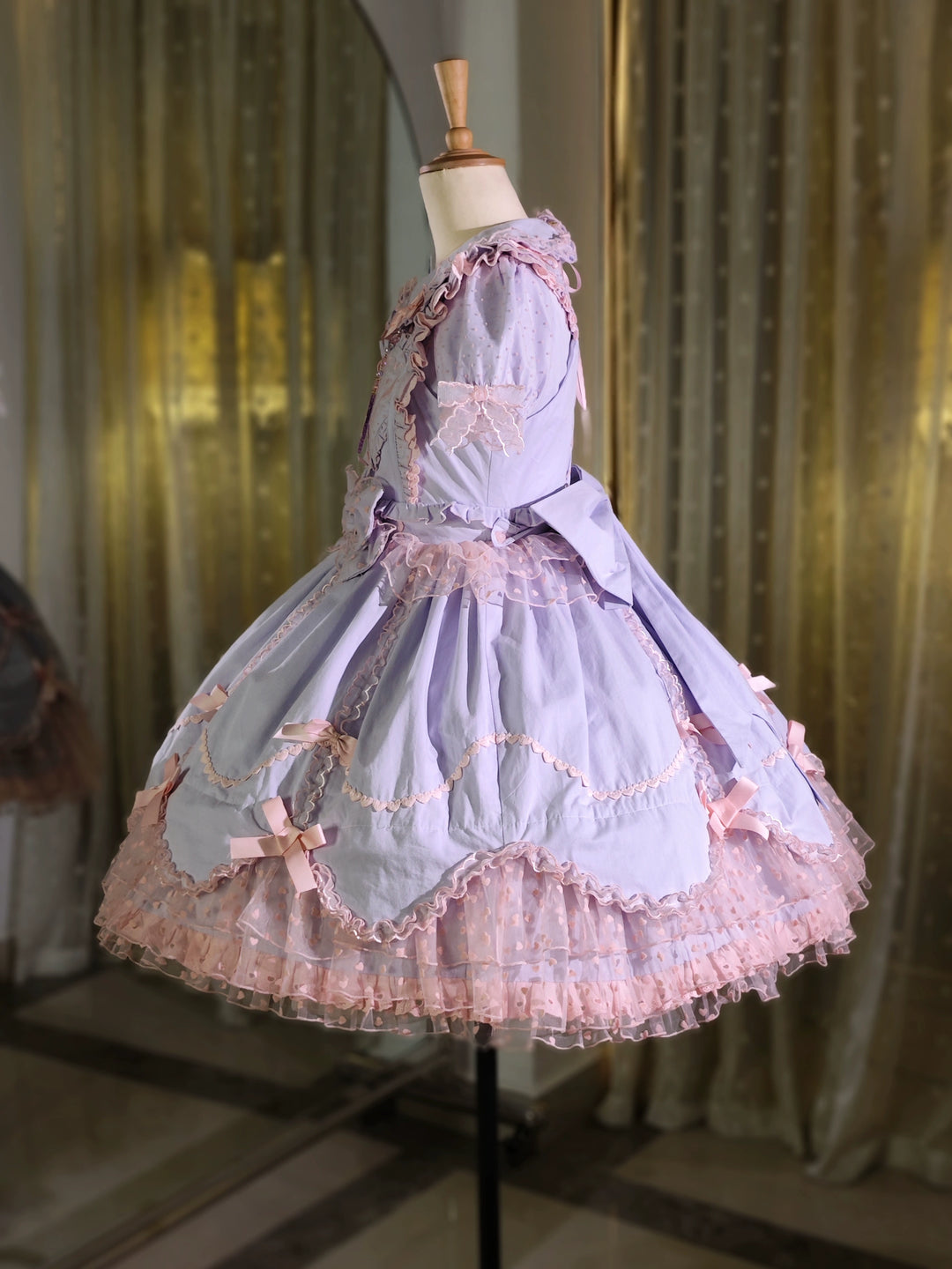 (BFM)The Seventh Doll~Sweet Diary SP~Vintage Lolita Jumper Dress Petal-like Hem JSK Headdress Set   