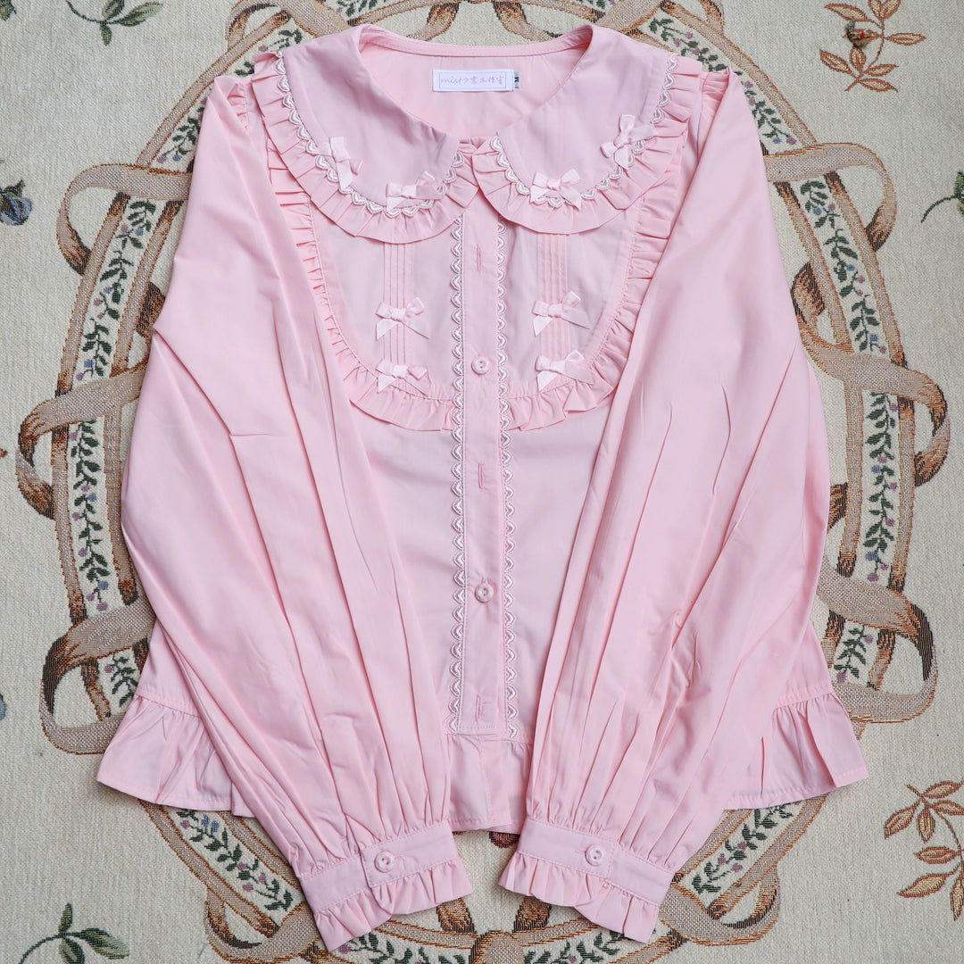 MIST~Sweet Lolita Blouse Doll Collar Lolita Shirt With Bubble Sleeve   