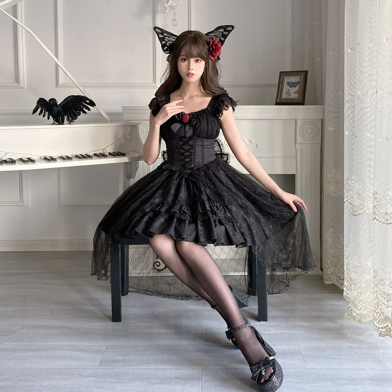 Your Princess~Gothic Lolita Black A-shaped OP   