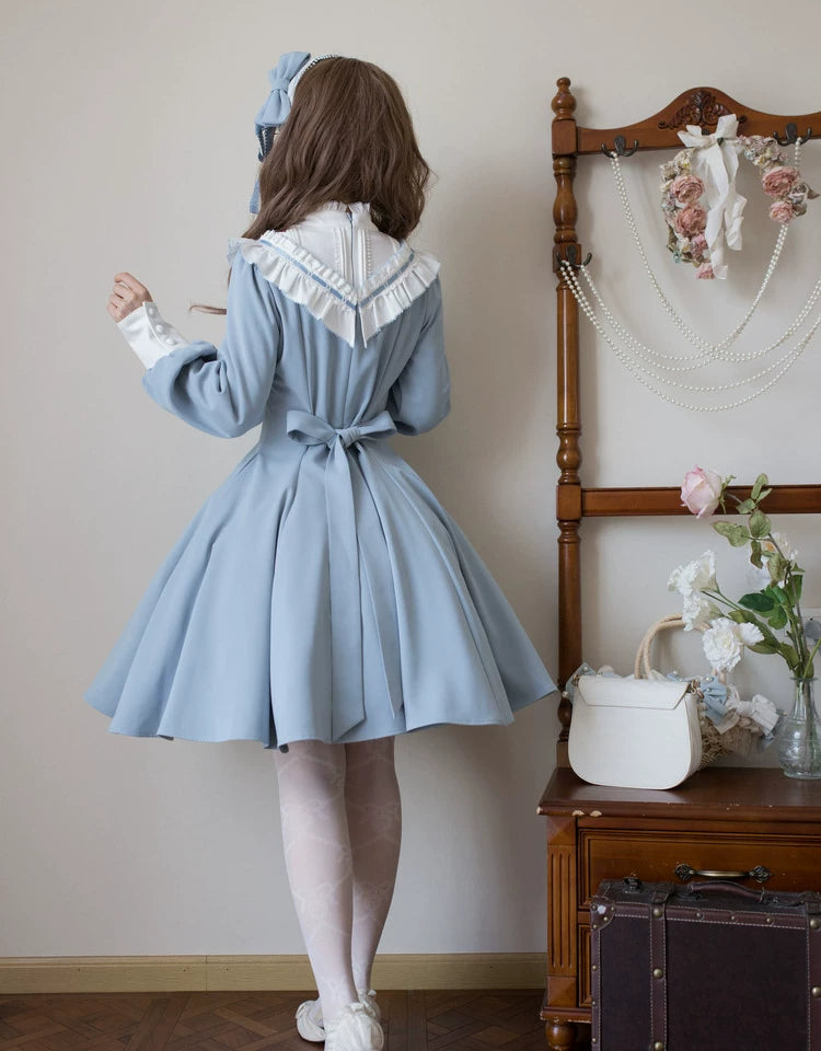 Winter Birch - Classic Lolita Slim Fit OP Dress, Standing Collar