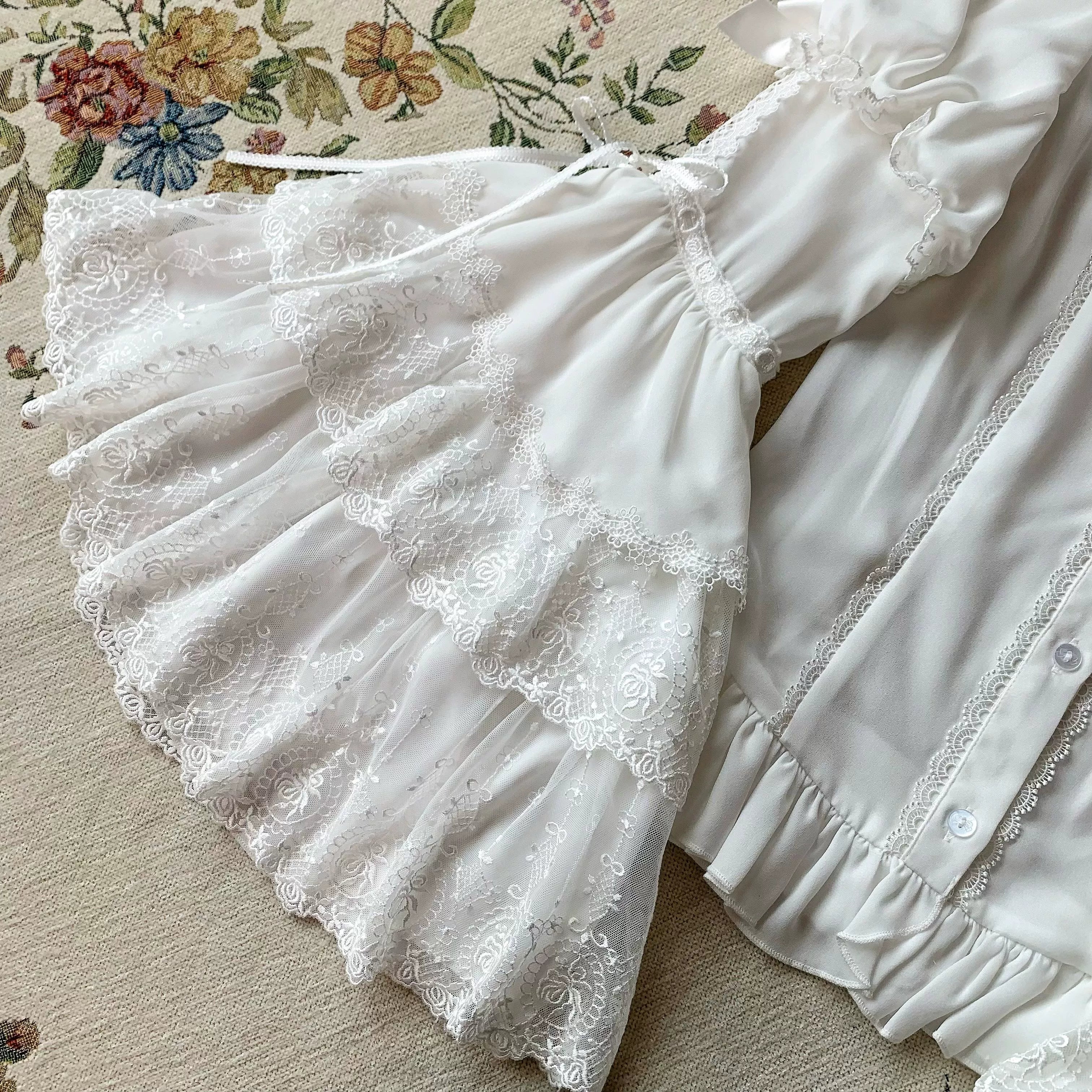 Flower Banquet - Wishing Star - Sweet Lolita Blouse Princess Sleeve Shirt and Accessories 41858:716436