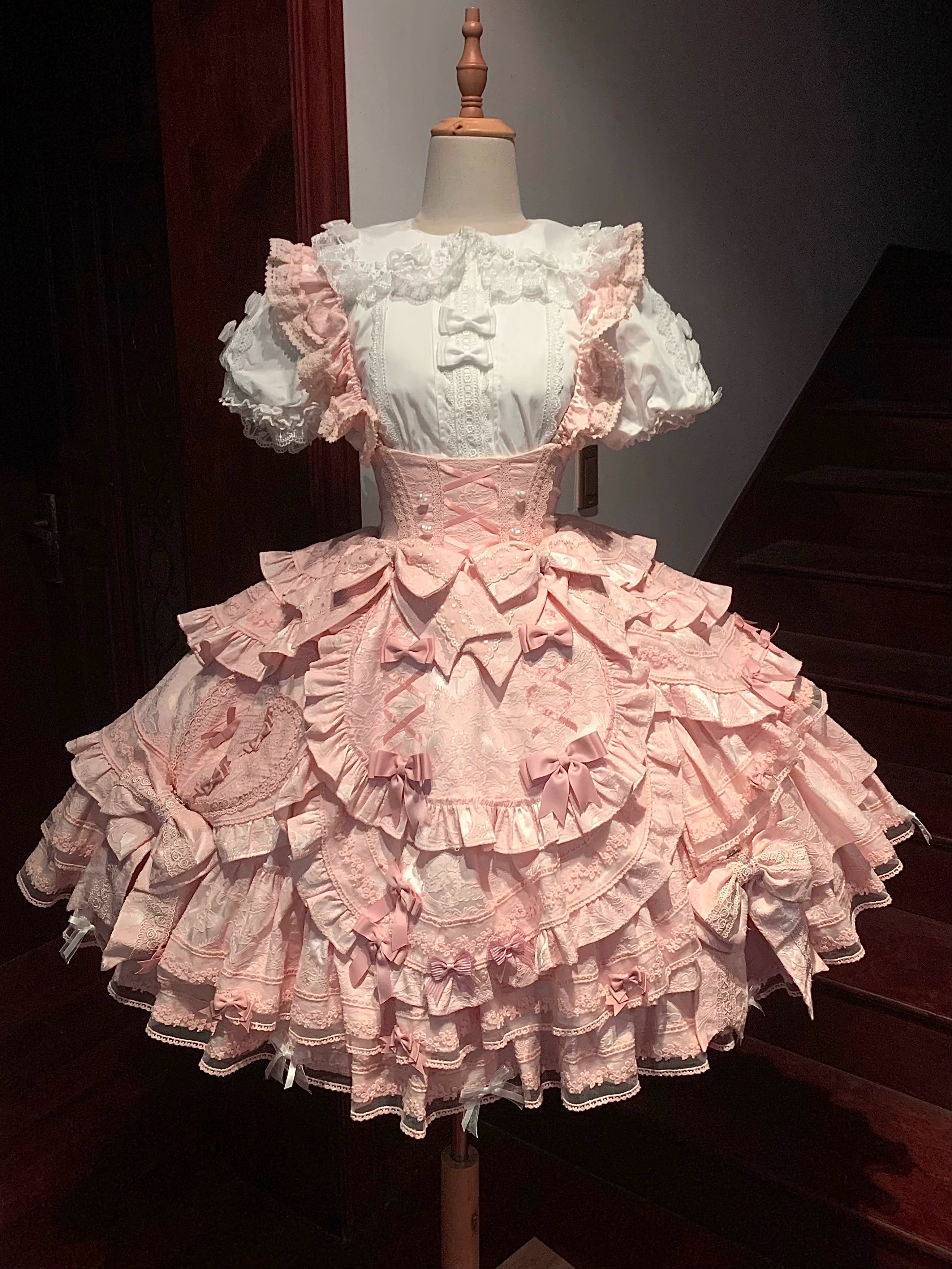 Lost Aqua - Vintage Lolita Dress Set Cotton Shirt XS White shirt (with all white princess sleeves)