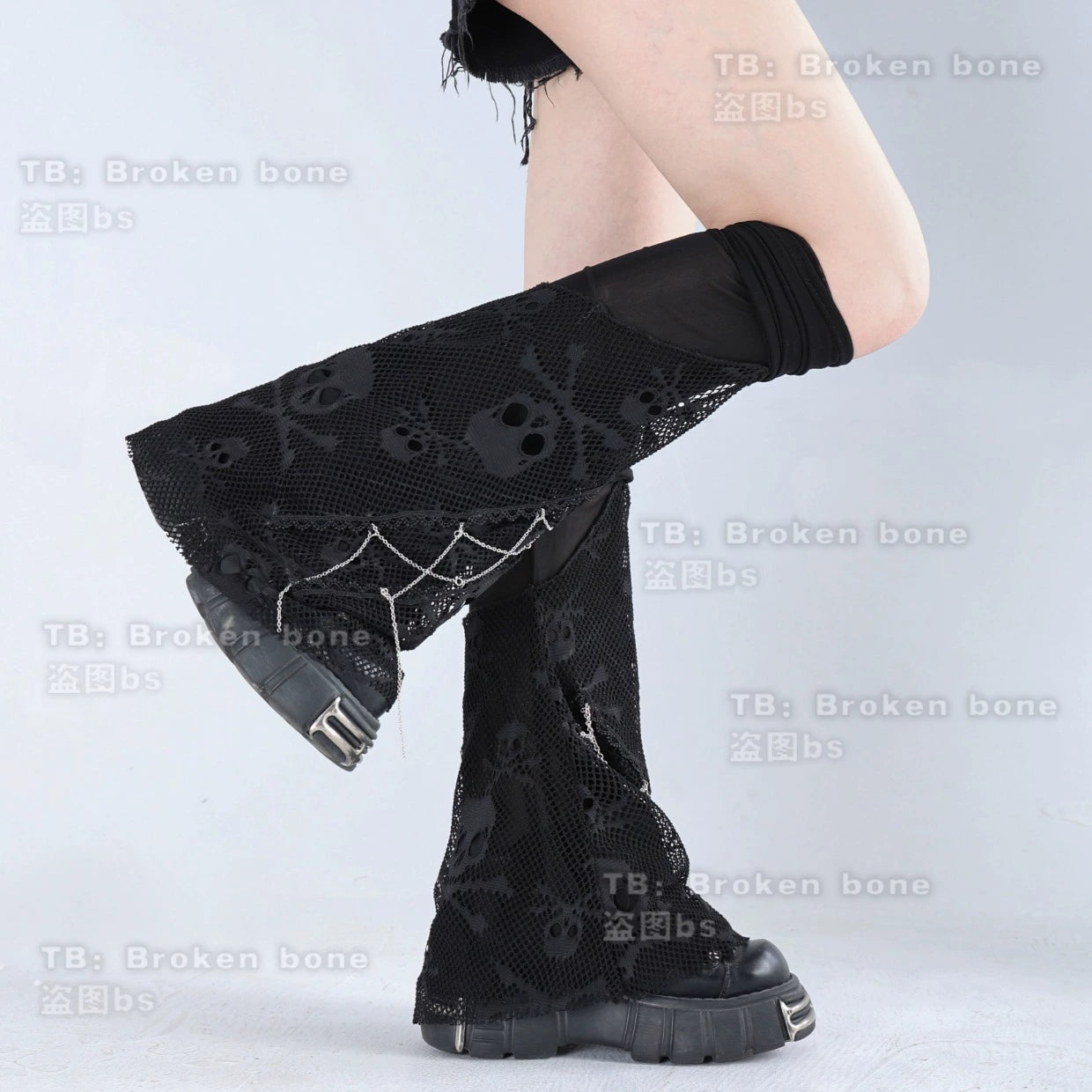 Broken Bone - Punk Lolita Leg Sleeve Skull Gauze Leg Socks