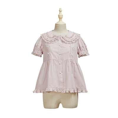 Summer Fairy~Cloud Dream~Cotton Lolita Shirt Shirt Sleeve Doll Collar Multicolors XS light purple 