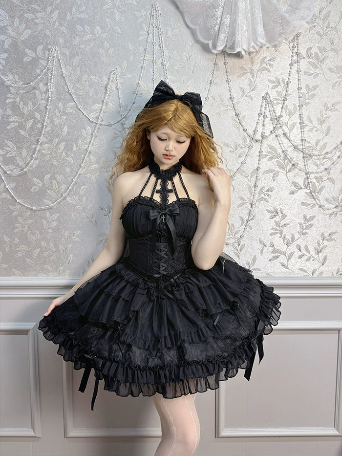 Alice Girl~Cross~Gothic Princess Lolita Corset with Multiple Layers Hem