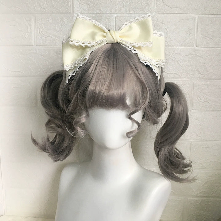 Qingyi Handmade~Sweet Lolita KC Multicolor Bow Lolita Headwear Off-white  