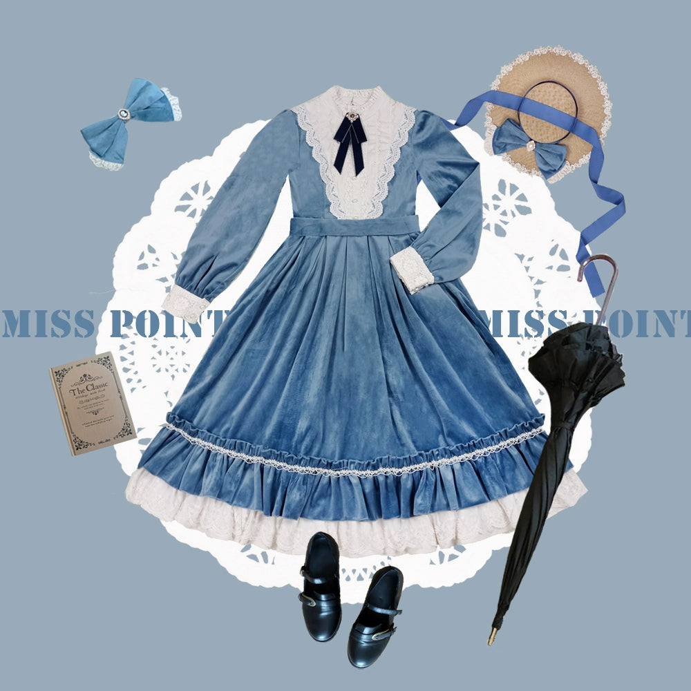 (BFM)Miss Point~Customized Lolita Dress Vintage Elegant Velvet OP Dress 32520:391674