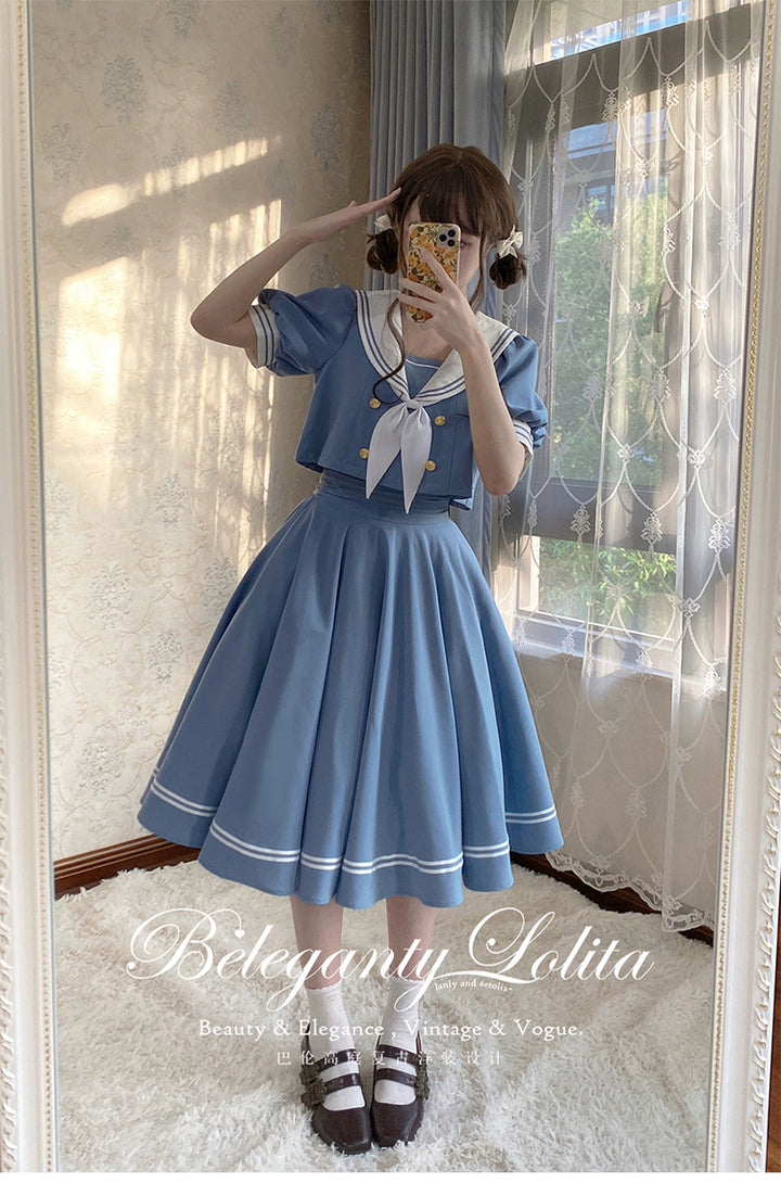 Beleganty - Sea and Wind Separate SP3.0 - Sailor Lolita Puffy Sleeve Blouse 43389:775314