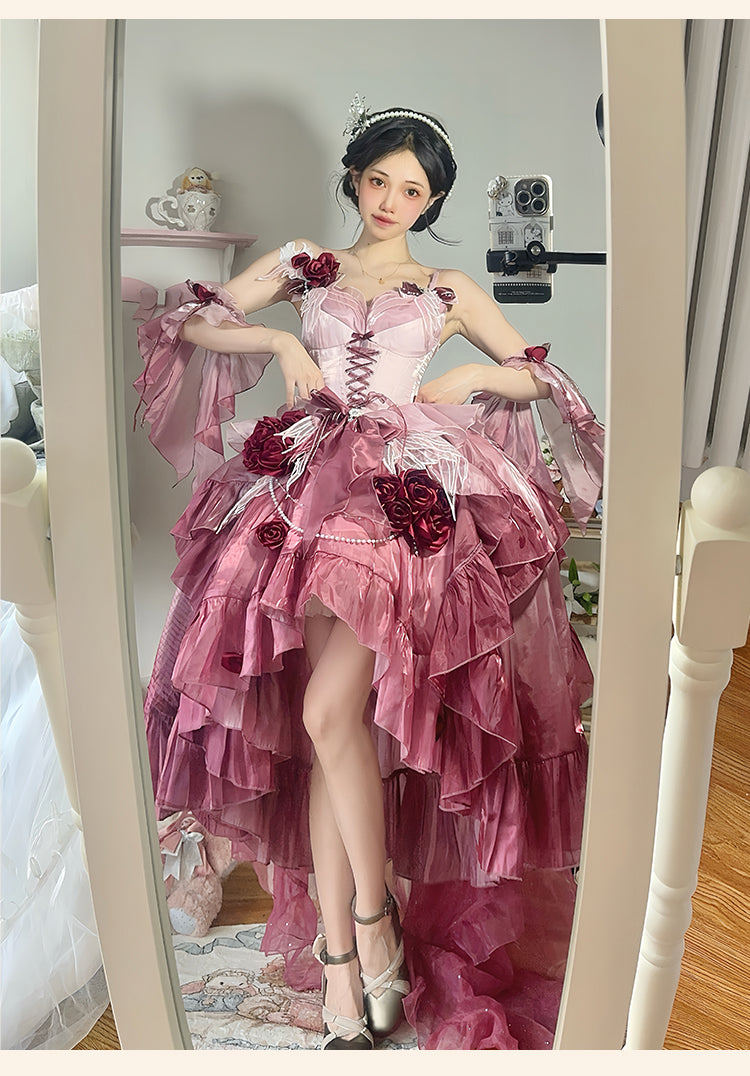 Meowing and Fruity~Swan Wonderland~Fairy Lolita JSK with High-Low Hem