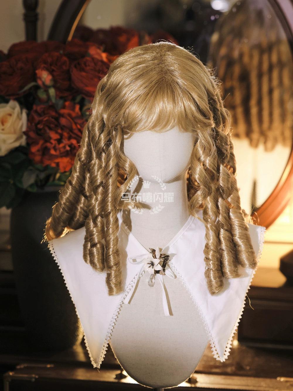 Mabuxi - Retro Lolita Wig Elegant Roman Curls Gorgeous Court Wigs 45cm - flaxen blonde wig