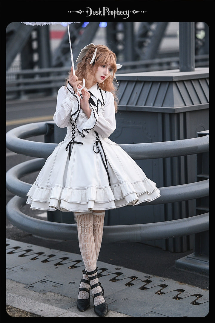 DuskProphecy~Egret 2.2-3.1 Version~Sweet Lolita Denim JSK Bust-Supporting Dress 42166:729633