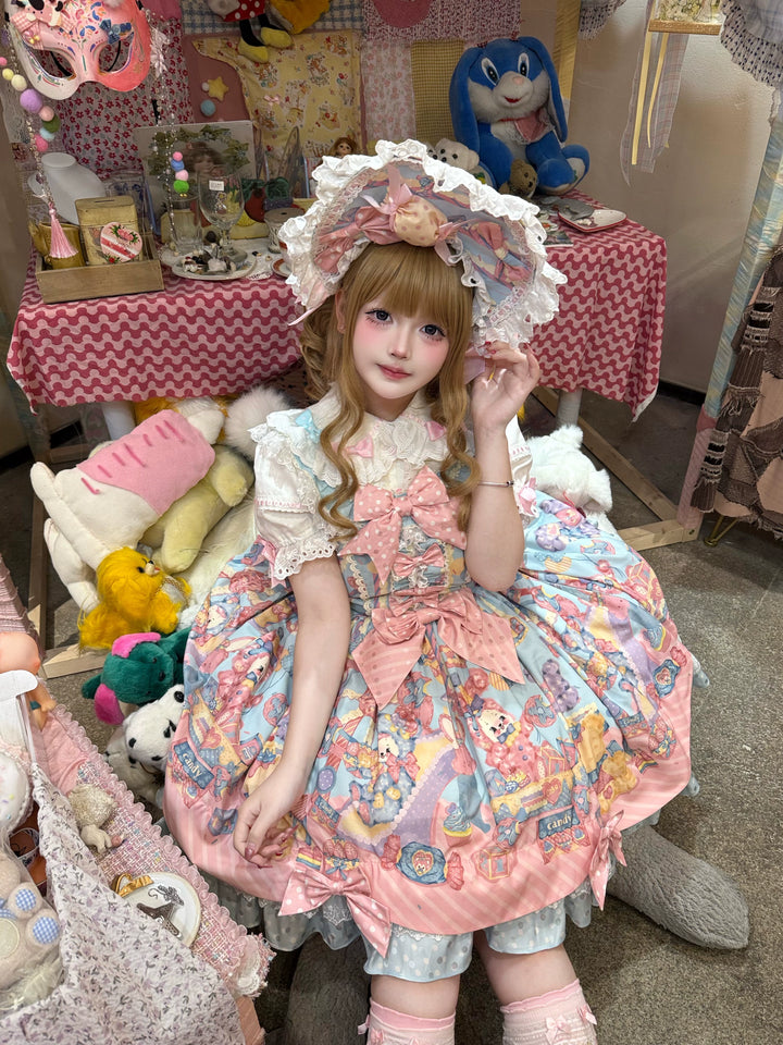 Star Fantasy~Rainbow Buffet Bunny~Candy-Like Kawaii Lolita Dress Suit with Plus Size Shirt