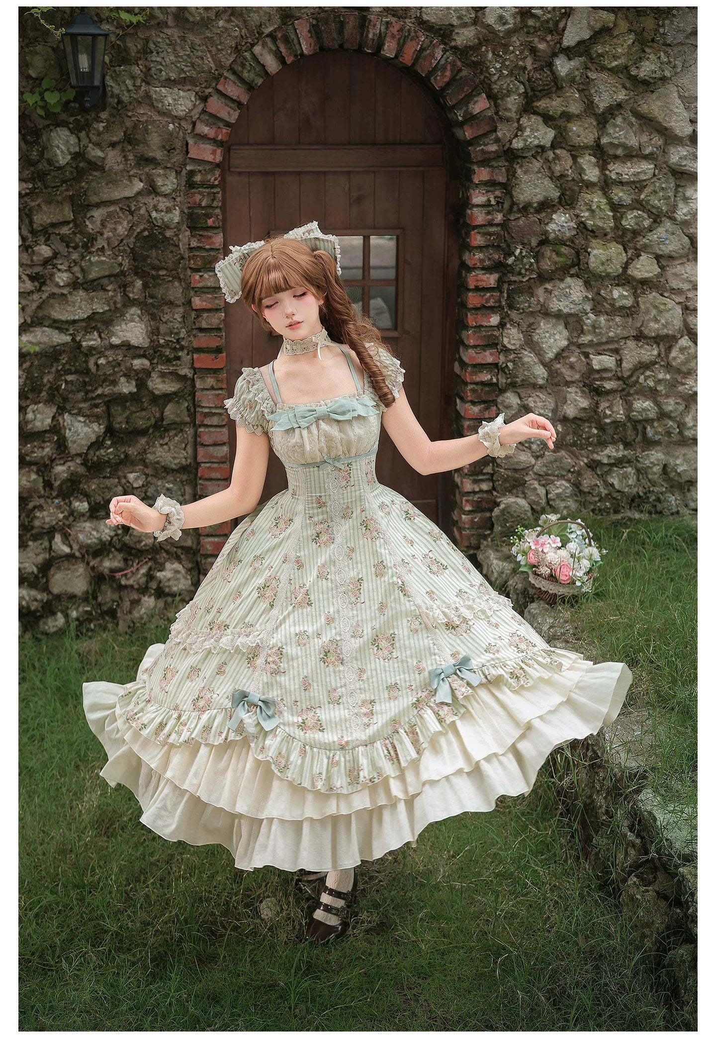 Meeting Austen - Cotton Classic Lolita Rose Printed OP Dress 45736:860002