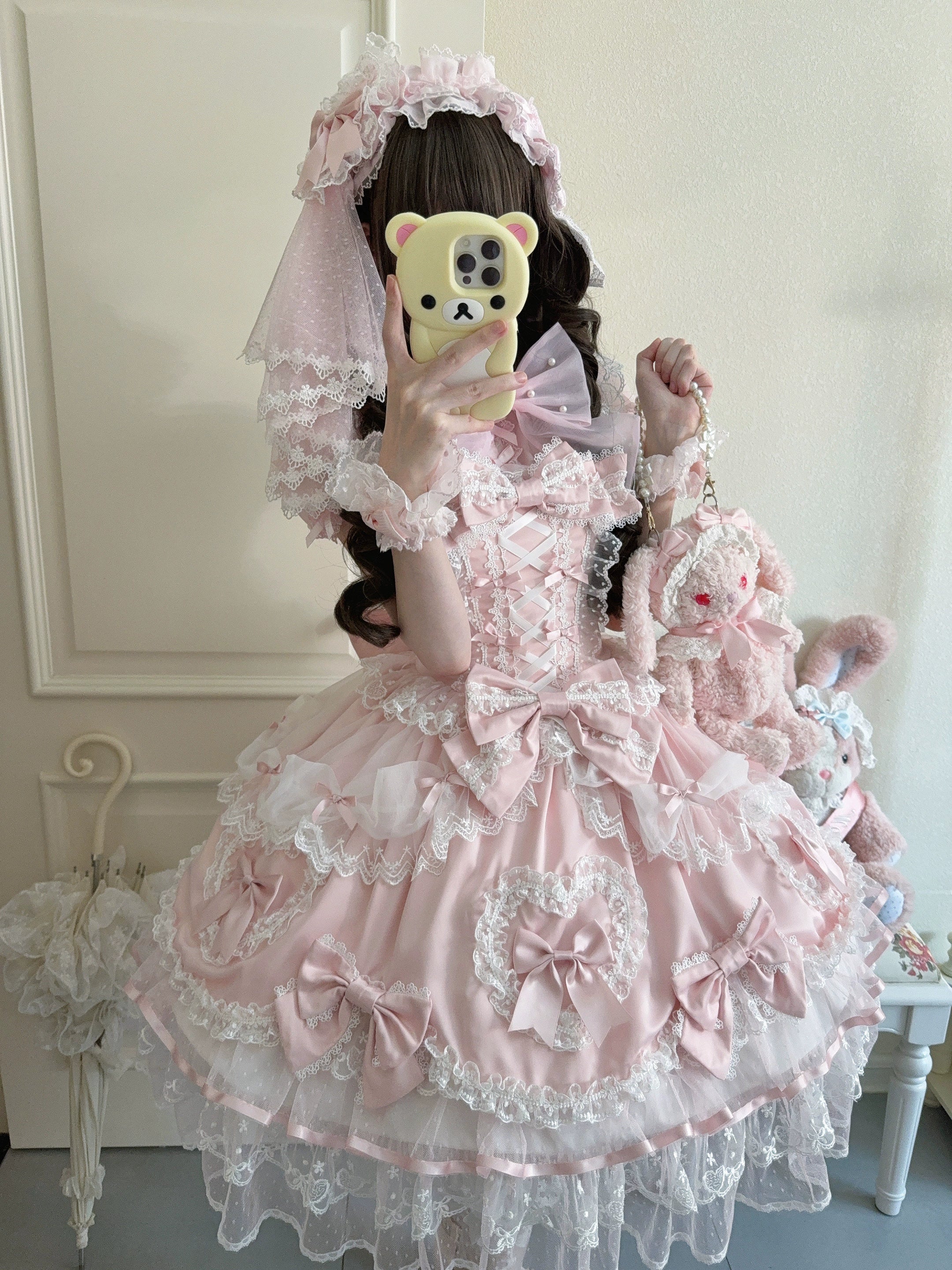 Sugar Girl - Velvet Sweetheart - Doll-like Sweet Lolita Jumper Dress, Bow Accents 44021:792768