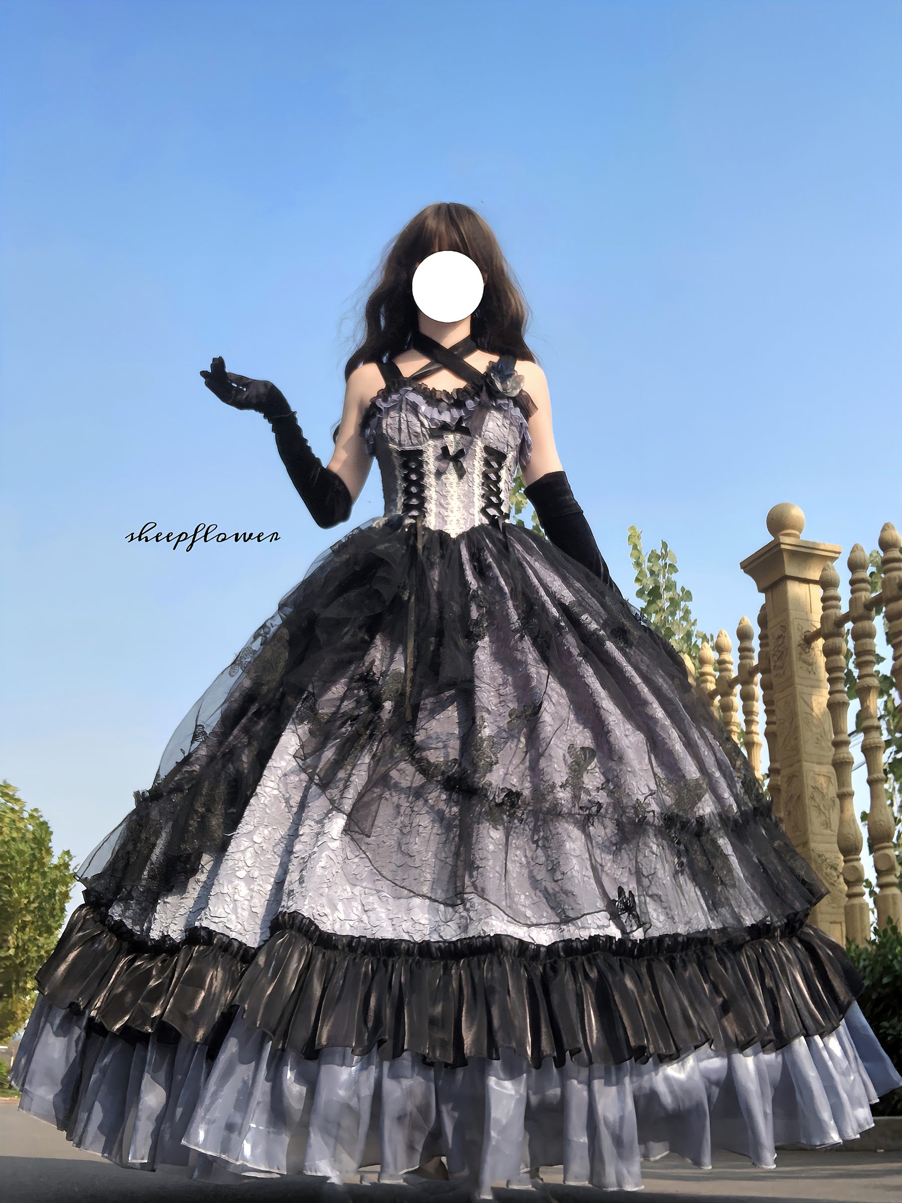 Xingweimian - Medea's Kiss - Halloween Gothic Lolita JSK Embossing Bridal Dress Blue Bridal JSK S