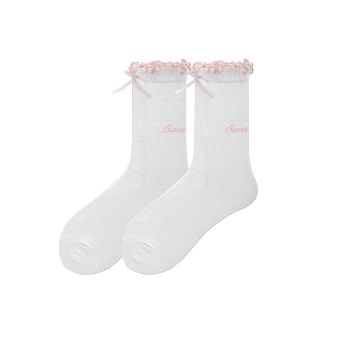 Roji Roji~Sweet Lolita Socks Cute Cotton Lolita Stockings Polka Dot free size Pastel pink ankle socks 