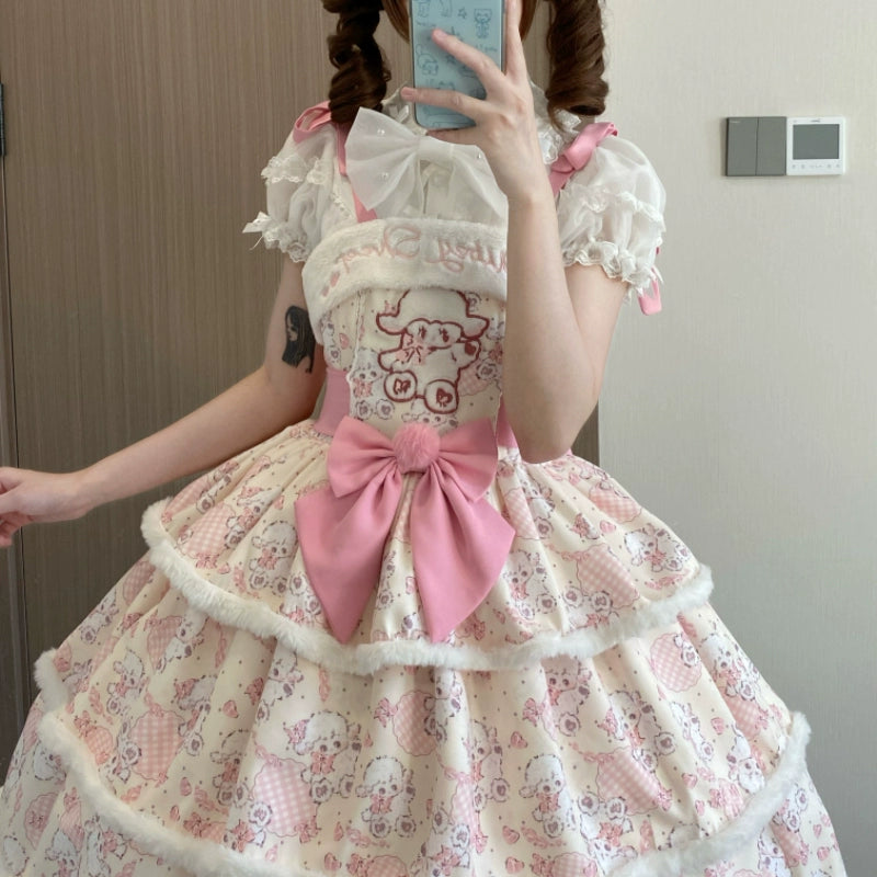 Suiyi - Whimsy Lamb - Pluff Kawaii Lolita JSK, Lamb Print and Embroidery 44266:801573