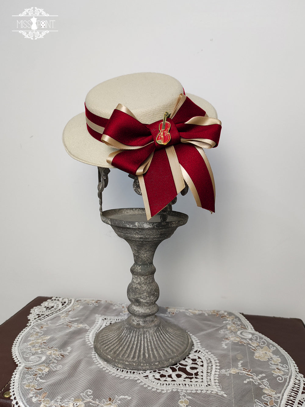 Miss Point - Elegant Lolita Top Hat - Golden Movement Lolita Hat Red small flat cap