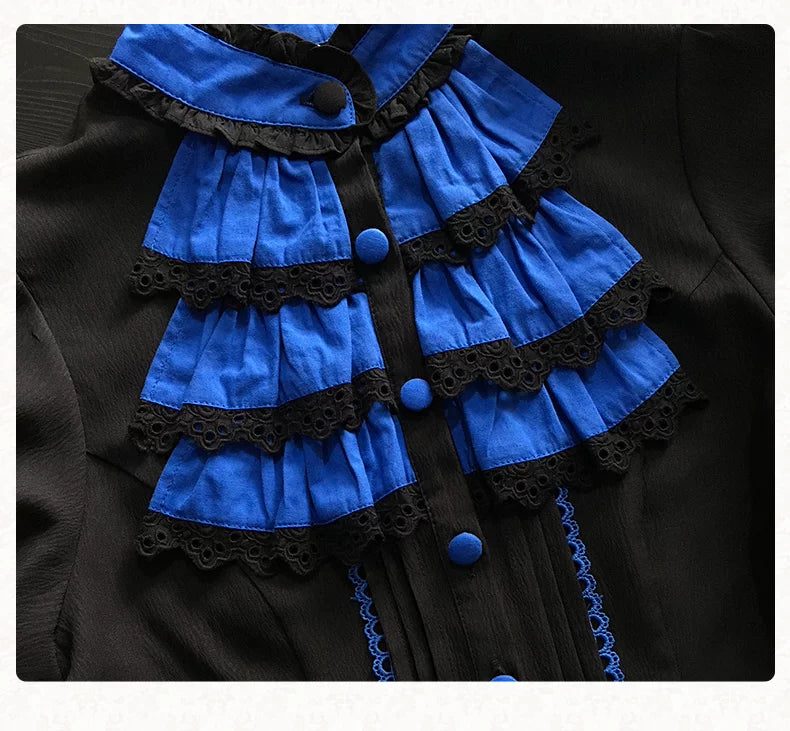 Nightmare - Gothic Lolita Ruffled Blouse and Tiered Skirt Set 45439:852804