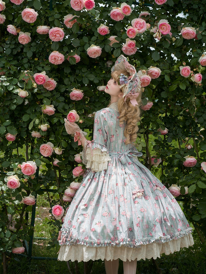 Miss Point~Lilyka Garden~Classic Lolita OP Dress Elegant Floral Wall Princess Sleeve