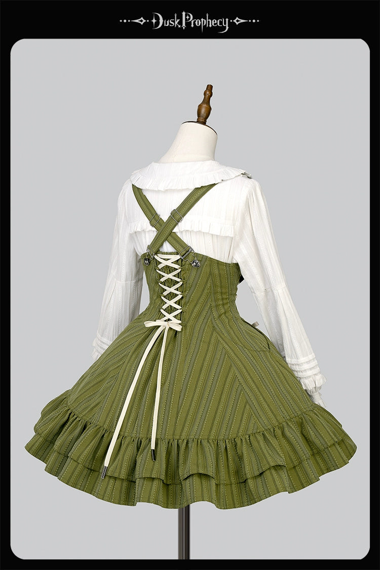 DuskProphecy - Heron - Classic Lolita Striped JSK Dress, Halter Neckline 44313:802862