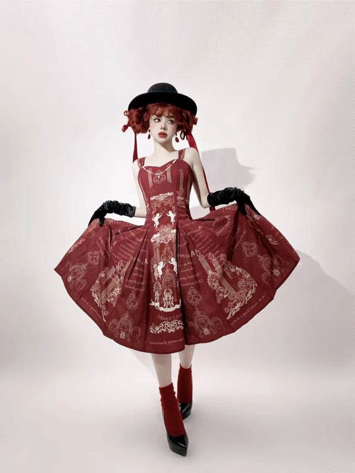 Vault Design~Angel Garden~Elegant Lolita JSK Six-panel Lolita Red Dress