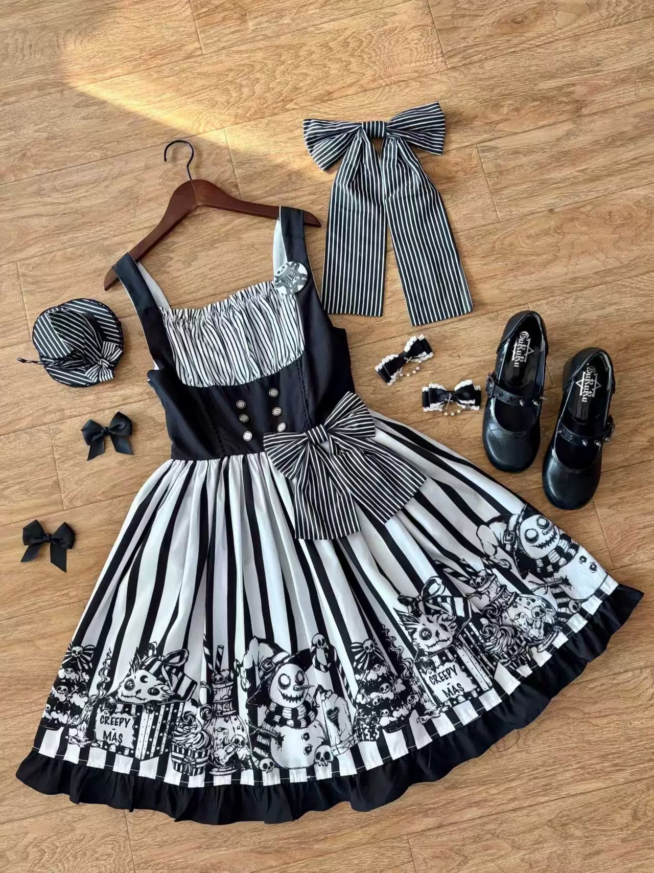 Strange Christmas - Striped Gothic Lolita JSK, Bust Supporting Dress (L M S XL) 44412:807175