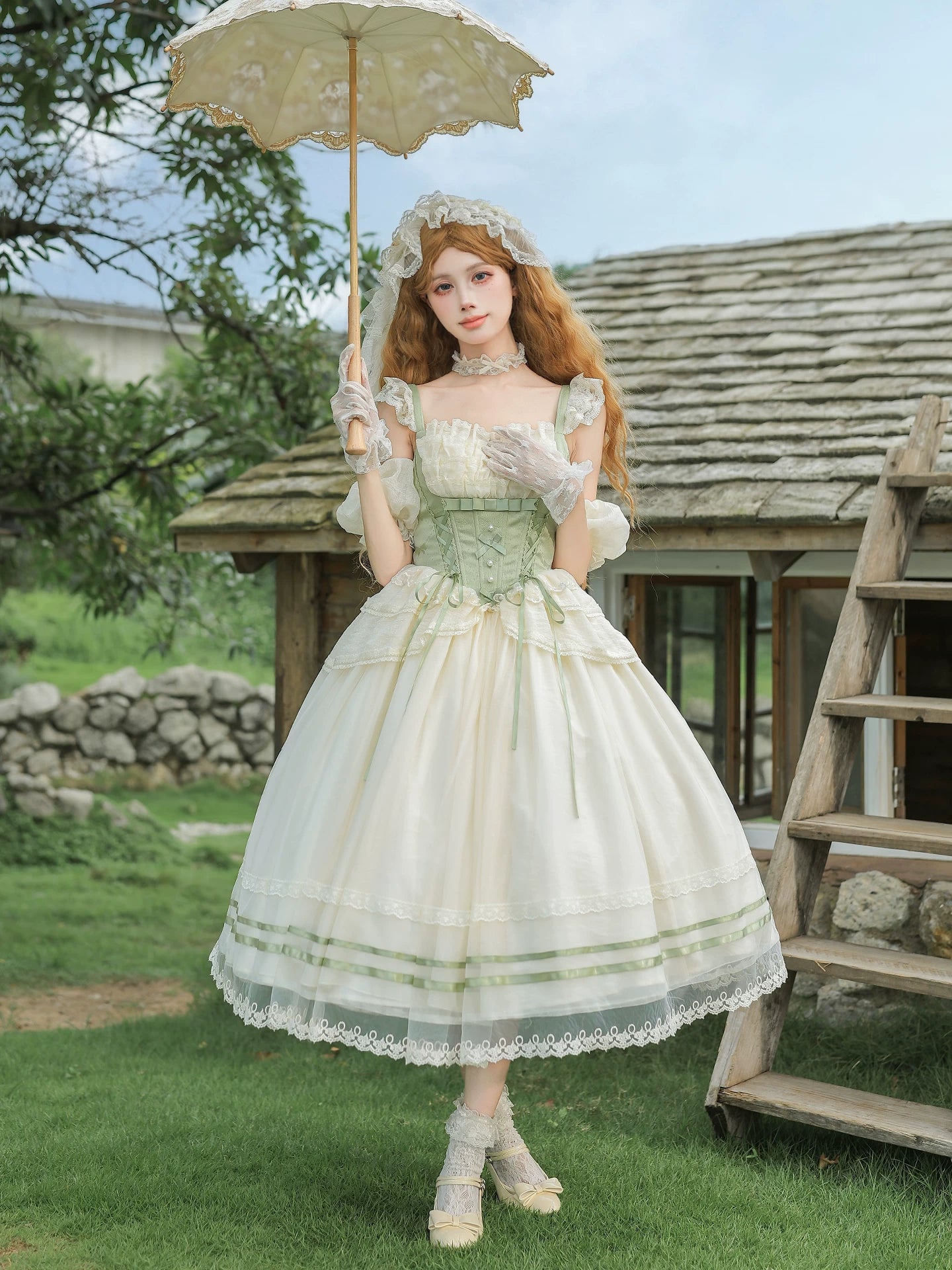 Unfailing - Classic Lolita Bow Jacquard Corset JSK Dress 45632:856682
