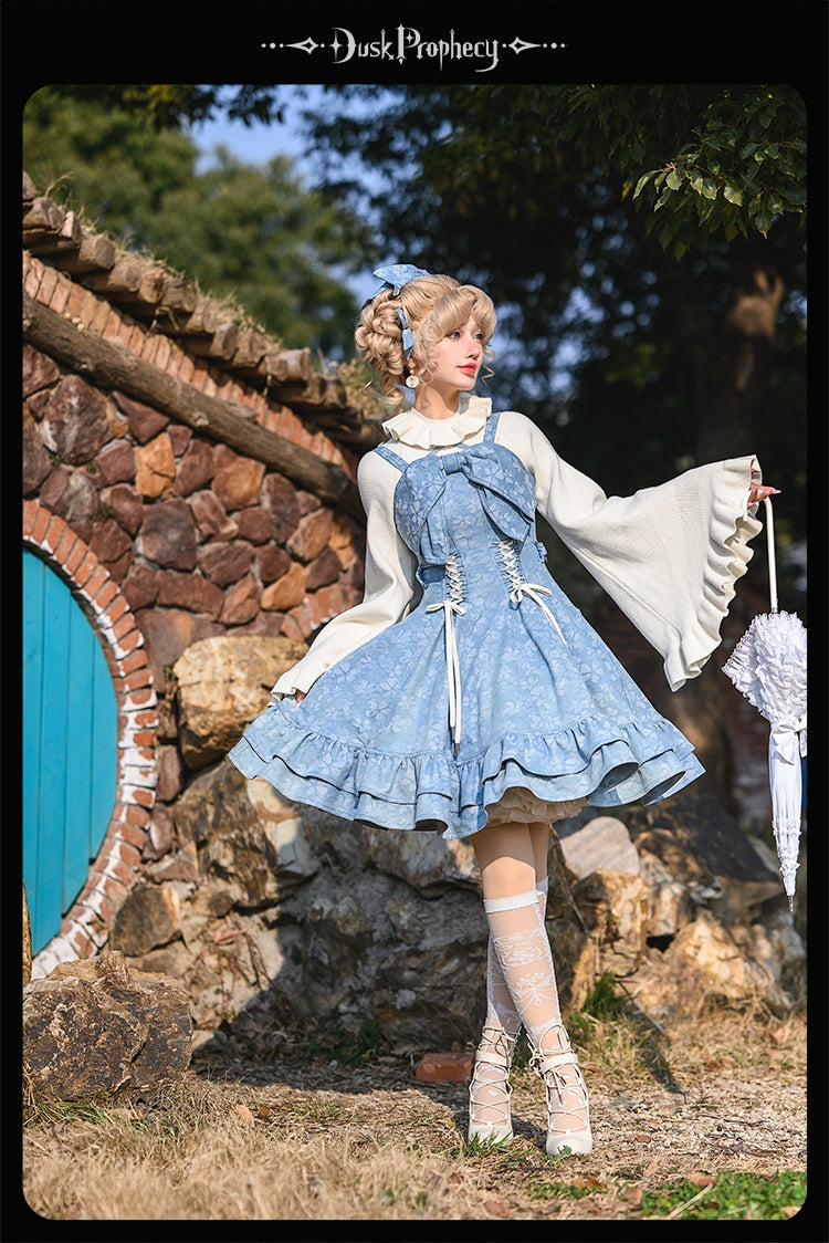 DuskProphecy~Egret 2.2-3.1 Version~Sweet Lolita Denim JSK Bust-Supporting Dress 42166:729598