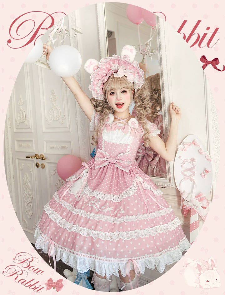 Mademoiselle Pearl~Bow Rabbit~IP Collab Sweet Lolita OP in Multiple Styles 43054:763727