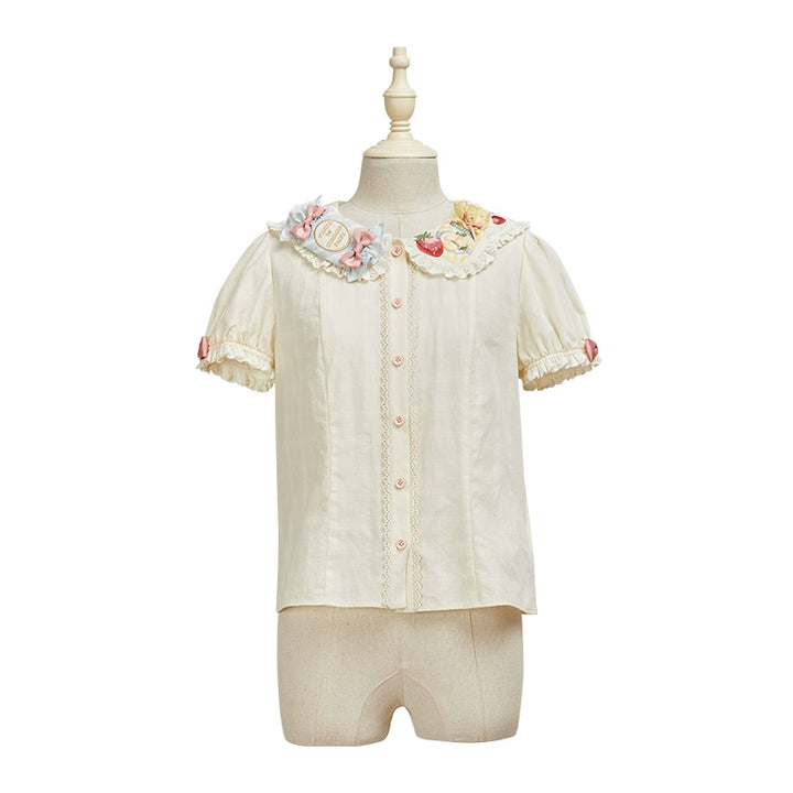 Summer Fairy~IP Collab Kawaii Lolita JSK Shirt Candy Box Hat Free size Candy Shirt - Light Beige 