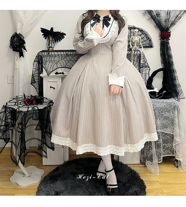 Hezi's Cat Haven~Black Cat Butler~Maid Lolita OP Dress Elegant Black and White Dress 40552:664760