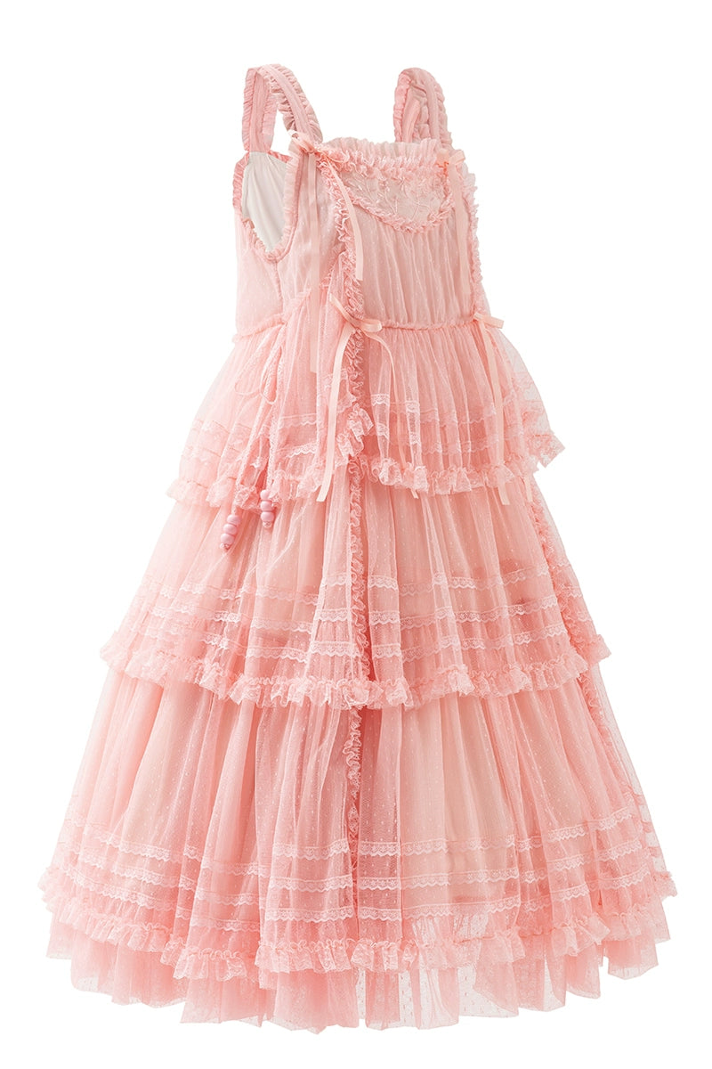 (BFM)Polyhymnia~Secret Forest~Classic Lolita JSK Dress Multi-layered Dress Summer Gauze Dress In stock Pink- Long version - M 