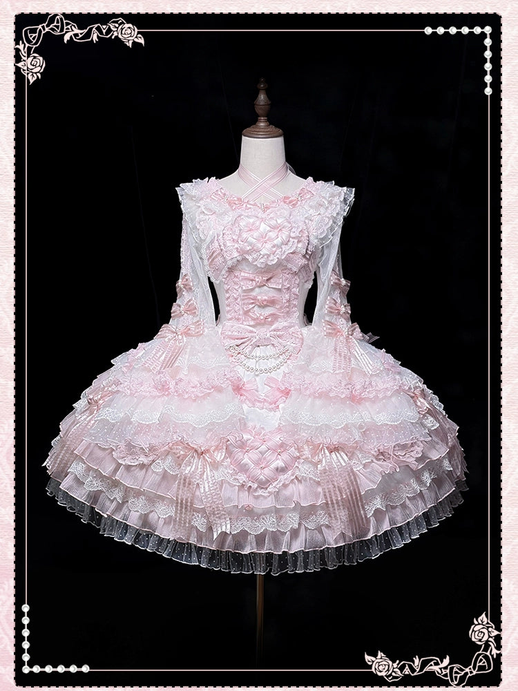 Shuang Sheng Xiao Xiong - Heart of Love - Sweet Lolita Wedding JSK, Bow Details 44306:803197