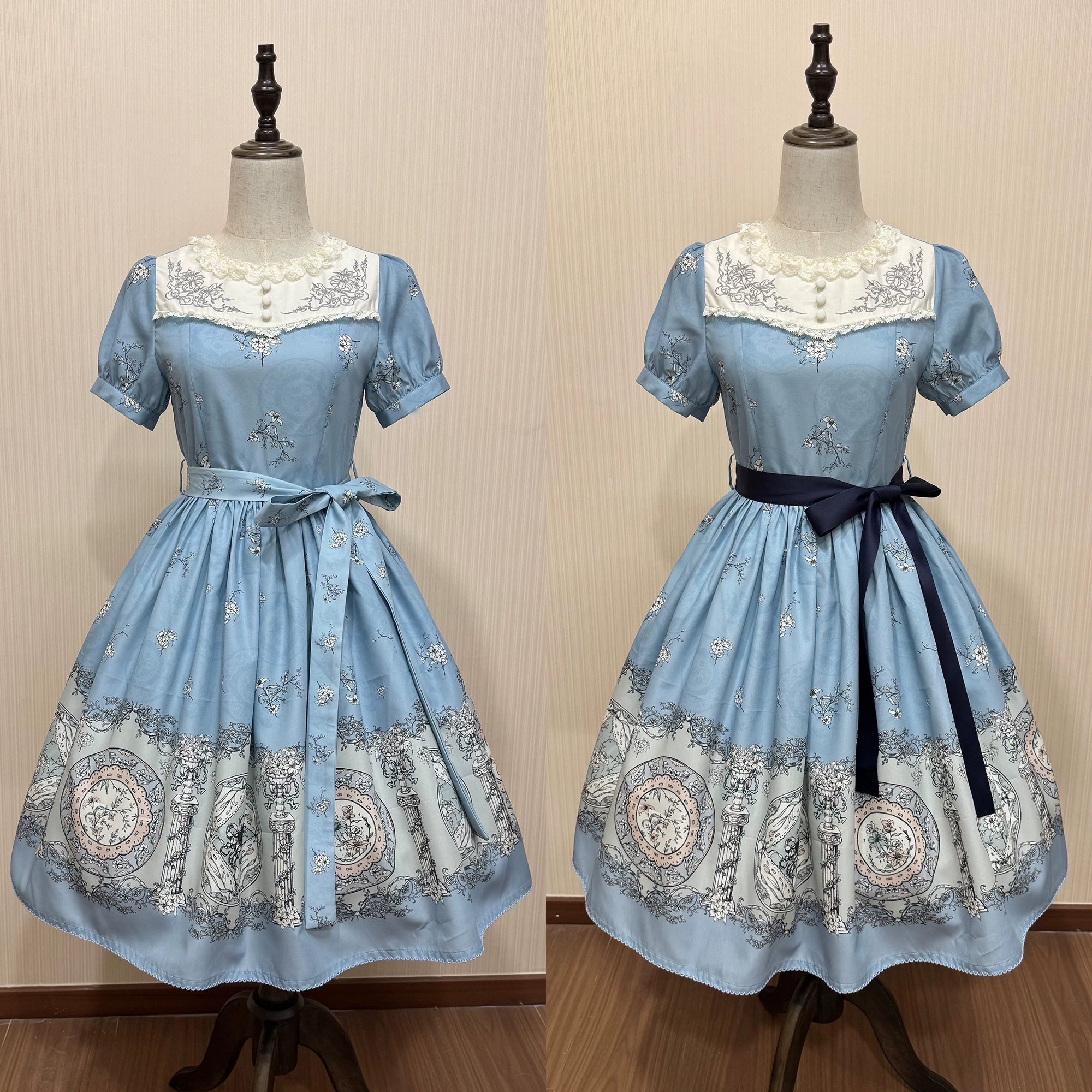Small Porcelain Plate - Classic Lolita Plate Print OP, Embroidered Collar (L M S XL) 45786:862751