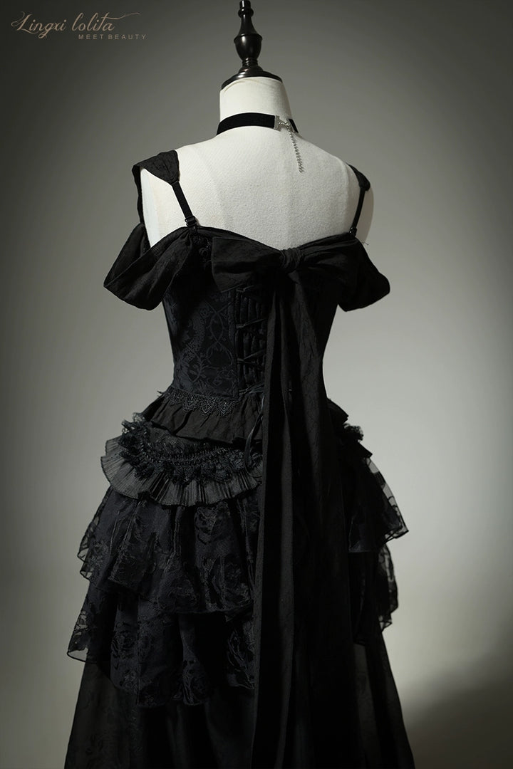 Lingxi Lolita~Lord of the Night~Gothic Lolita Skirt Suit Mermaid Skirt and Fishbone Bodice 42159:730299