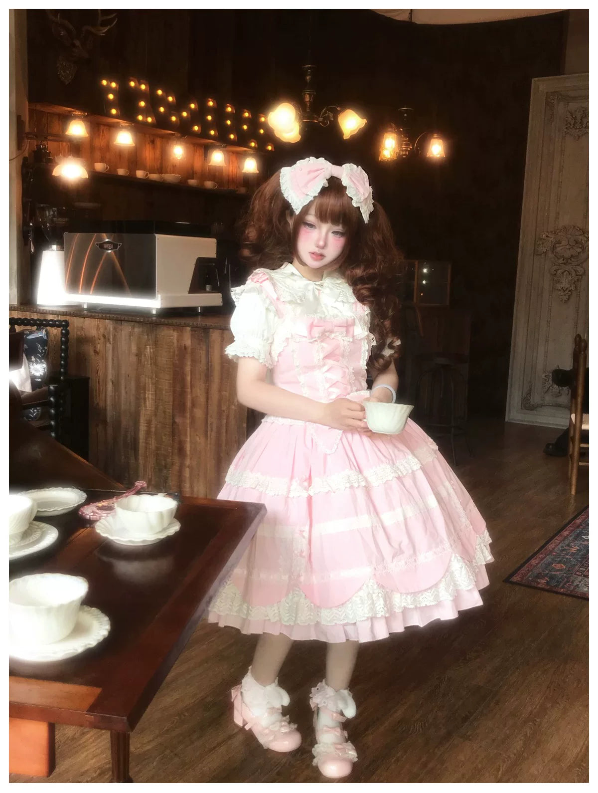 Cream Petal - Cotton Old School Lolita JSK, Layered Tiered Hem 44538:812489