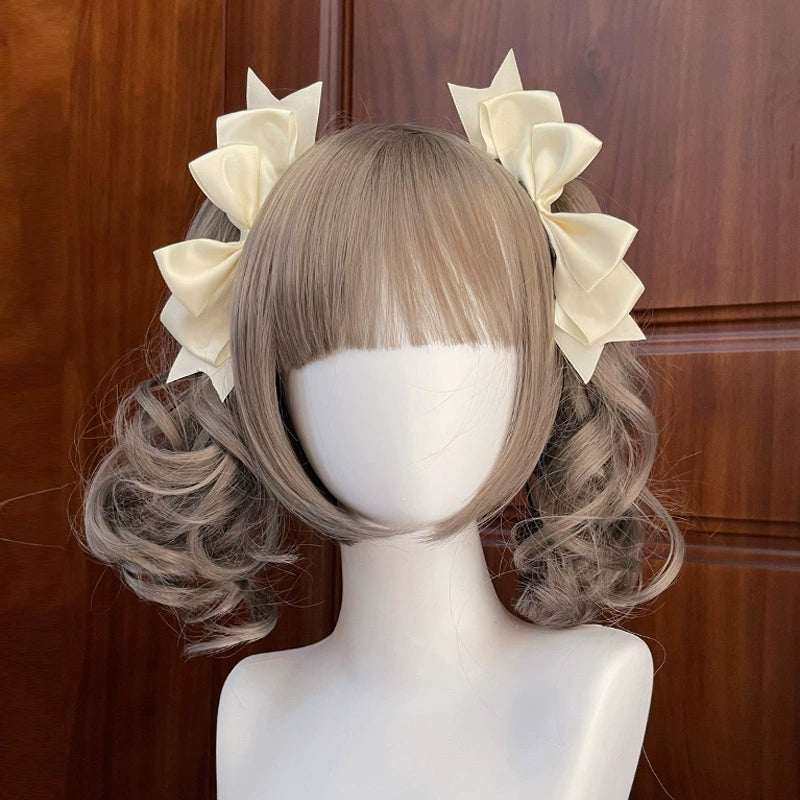 BeiBei Handmade~Kawaii Lolita Hair Clip Bow JK Side Clips Light yellow  