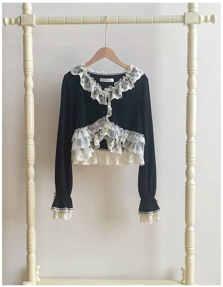 Bloom Period - Elegant Lolita Bolero, Layered Lace Ruffles (L M S) 44623:817276