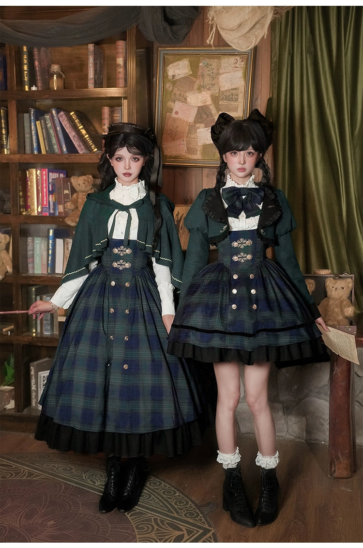 With PUJI - Berlin Souvenir - Plaid Preppy Style Lolita Bust Supporting JSK Outfit 43928:789929