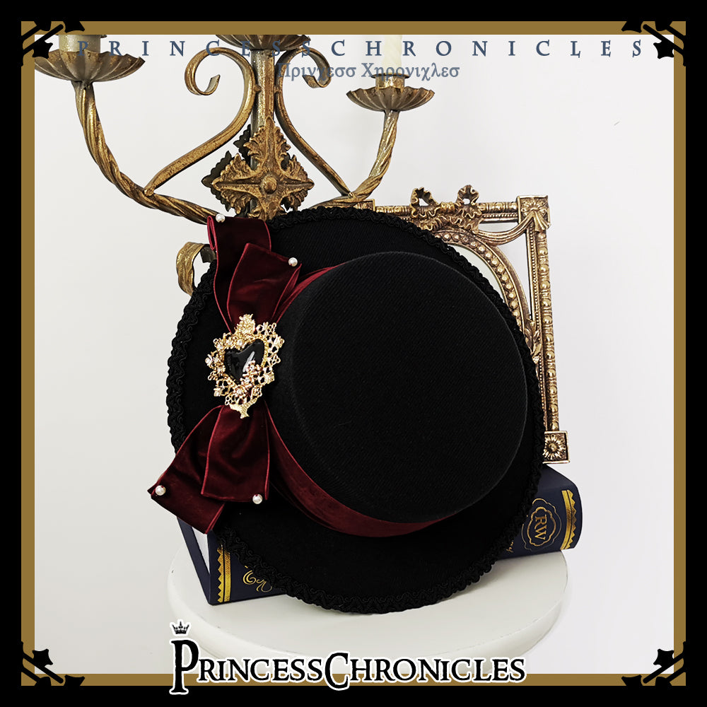 Princess Chronicles~Elegant Lolita Bow Flat Bonnet Handmade M red 