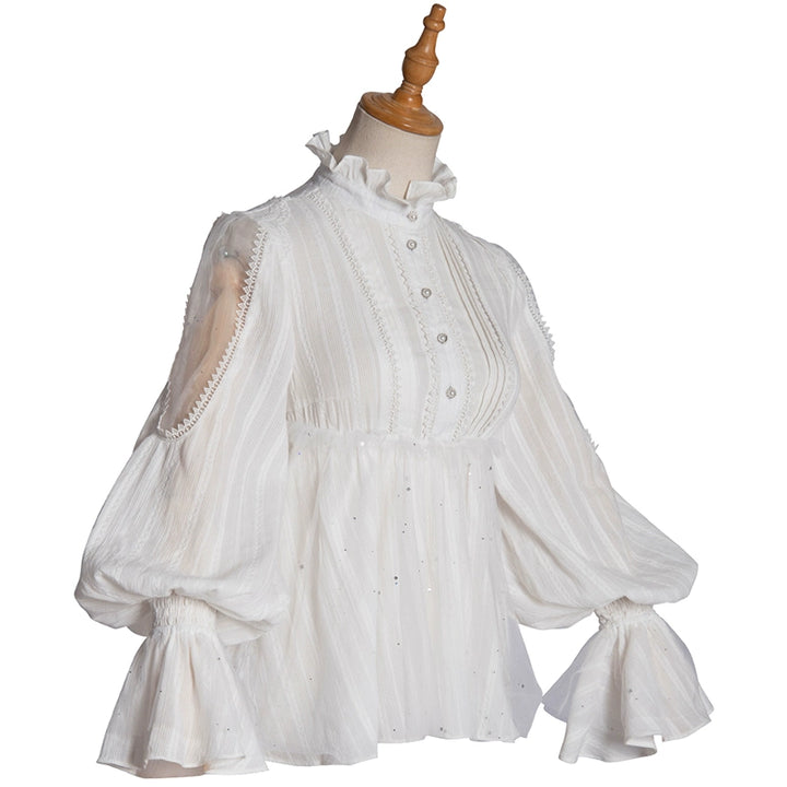 (BFM)YingLuoFu~DaIly Lolita Shirt Solid Color Shirt with Long Sleeves   